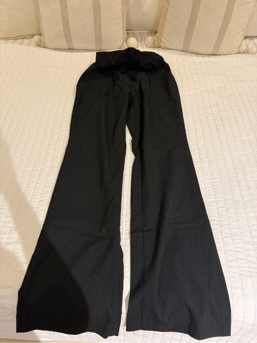 Maternity Black Pinstripe Wide-Leg Pants